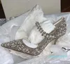 Bröllopsklänning Brudskor Baily Mary Jane Pumpar med Crystal Pearl Strap Lady High Heels Sexig Point Toe Famous Women's