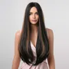 Syntetiska peruker Easihair Långt raka syntetiska peruker Svartbrun Mixed Hair Middle Part för kvinnor Cosplay Naturlig värmebeständig 230227