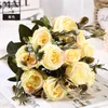 Fleurs décoratives 35CM 6 Têtes / Bouquet Artificielle Fleur De Soie Simulation Rose Décoration De Mariage Intérieur Extérieur Décor À La Maison Cadeaux De Vacances