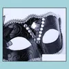 Parti Maskeleri Cadılar Bayramı Maskesi Venedik Prenses Eldiz Yan Çiçek Masquerade Stage Performans Plastik Pırlanta Siyah Sier Damla Teslim Dh6e0