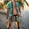 Mens Tracksuits Spring Summer Highquality Beach Mens Hawaiian Leopard Print Short Sleeve Button Up Shirt Shorts Holiday M 230418