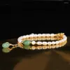 Strand Handmade Natural Fresh Water Baroque Pearl Adjustable Stone Bracelet For Women Gift Fine Jewellery Pulseira Feminina