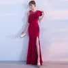 Casual Dresses Women Red Ruffle O Neck Sleeveless Side Split Elegant Evening Party Long Dress Nightclub Wear Sexy For Special Occasions