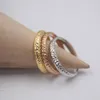 Cluster Rings Pure Solid 18k Yellow White Rose Gold Ring Women Luck Full Star Band US6 7 8