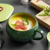 Tassen Avocado Green Frühstück Haferflocken Tasse mit Deckel Griff Löffel weiblich niedlich Kaffee gedünstetes Ei Milch Tasse Keramik Wasser