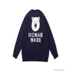 Designer Sweaters Fashion Casual Clothing Hoodies Human Made Back Polar Bear Knit Jacquard Autumn/winter Loose Couple Round Neck Sweater