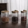 Storage Bottles Kitchen Organizer Jars Tea Coffee Beans Wood Lid Glass Keep Fresh Container