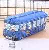 Canvas Pencil Case Bag Cartoon Bus Car Stationery Bag Cute Animals student Pencil Holder Pouch Bags Boys Girls pen organizer bag