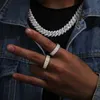 S925 prata esterlina mosang pedra anel requintado círculo mosang anel masculino e feminino mão ornamento anel jóias