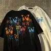Damen TShirt Amerikanische Baumwolle Kurzarm T-Shirt Sommer Lose Graffiti Schmetterling Männer und Frauen Allmatch Tops 230419