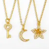Pendant Necklaces FLOLA Cubic Zirconia Small Moon Crescent Necklace For Women Tiny Love Heart Key Flower Simple Jewelry Nkes40