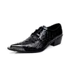Для мужской патентной кожи оксфордская обувь дышащие заостренные пальцы на высоких каблуках