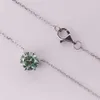 Fine Jewelry 14K White Gold Filled Round Brilliant Cut 7Mm Blue-Green Moissanite Diamond Necklaces For Women