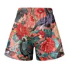 Dames shorts Summer Women Parrot 3D -print Elastische Drawtring Casual High Taille Loose For Girls Beachwear Floral