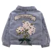 Cappotto di jeans per bambini autunno-primavera Giacca di jeans con fiori vintage Cappotti per bambini