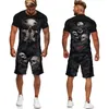 Herrspårpersonlighetskallen 3D Tryckta herrtes/shorts/Suits Cool Hipster Streetwear T-shirts Set Fashion Halloween Gothic Punk Clothing 230419