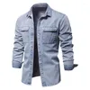 Herren Freizeithemden Herren Jeansjacken Herren Hellblau Mode Mäntel Jeansjacke Herren Streetwear Langarm Größe XXL