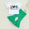 Completi di abbigliamento Mababy 6M-4Y Giorno di San Patrizio Nato Toddler Kid Vestiti per bambini Clover Letter Print T-shirt Pantaloni svasati Abiti Estate