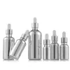 Bouteilles de parfum d'huile d'essence en verre enduit d'argent, flacon compte-gouttes de Pipette de réactif liquide 10ml 15ml 20ml 30ml 50ml