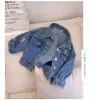 Bahar Sonbahar Kids denim ceket vintage çiçekler denim ceket çocukları dış giysiler