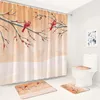 Shower Curtains Winter Landscape Bathroom Sets Red Birds Berry Branch Forest Scenery Decor Bath Mats Rug Non-Slip Toilet Lid Mat