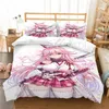 Ensembles de literie rose Anime Tokisaki Kurumi housse de couette impression 3D Kawaii Sexy filles ensemble taies d'oreiller couette literie couvre-lit de luxe