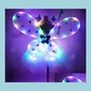 Autres fournitures de fête d'événement Fille LED Ailes de papillon Ensemble avec jupe Glowtutu Baguette de fée Bandeau Princesse Light Up Costume de carnaval Dh8Du