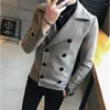 Men's Wool Men's Double Breasted Jacket 2023 High Quality Pure Color Fashion Slim Short Coat Winter Casual Warm Large Size 5XL
