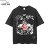 Herr t-shirts anime death anmärkning tryckt t shirt män retro tvättade 100 bomullstoppar harajuku tshirt 2021 streetwear hip hop man tshirts j230419