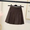 Юбки ретро-вельветовые юбки женская осень и зима высокая талия корейская версия Kawaii Плиссированная A-Line Miniskirt 230419