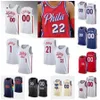 Custom City Basketball Jersey Kids Youth Mens 0 Тайриз Макси 1 Джеймс 21 Джоэл Харден Эмбиид 12 Тобиас 8 Де'Энтони Харрис Темно-белый синий трикотаж