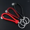 Keychains Multicolor PU Leather Braided Handwoven Rope Keychain For Men Women Sturdy DIY Keyring Simple Car Key Chains Couple Gift