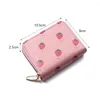 Portefeuilles femmes mignon dessin animé fraise portefeuille petite fermeture éclair fille marque conçu en cuir Pu porte-monnaie femme porte-carte