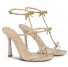 Zomer sexy Rene Caterina Sandals schoenen vrouwen kristal-ingelegde hakken glitterzolen Caovilla boog spiraal enkel riem riem lady party jurk gladiator sandalias