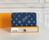 Projektant mody zippy portfele luksusowe torebki hip-hopowe dżinsowe kwiat litera męska karta kredytowa Holder Panie Long Slim Zippe Money Torb z pudełkiem wysokiej jakości