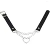 Chaker Heart Goth Chain Chain Collar para mulheres meninas de couro preto Kawaii Cosplay Jewelry Grunge Acessórios