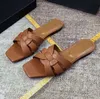 럭셔리 디자이너 슬리퍼 공물 뮬 샌들 여름 여성 플랫 뮬 슬립 온 비치 슬라이드 Sandalias Walking Shoes EU35-41