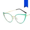 Lack Hollowed Out Cat Eye Anti Blue Light Eyeglass Frame 2022 New Women's Fashion Trend Metal Flat Mirror