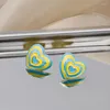 Stud Earrings Fashion Heart Star Double Color For Women Girls Summer Beach Cute Geometric Shaped Ear Jewelry Party Gifts