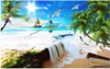 Papéis de parede Mural personalizado no papel de parede papel de parede 3d Vista para o mar de praia Paisagem da paisagem Decoração de casa Po na sala de estar