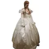 Robe de mariée princesse vintage, épaules dénudées, manches courtes bouffantes, fleurs faites à la main, appliques en dentelle, élégante longueur au sol, corset blanc, robes de mariée victoriennes