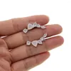 Stud Earrings Wholesale Fashion Jewelry Silver Color Five Stone Oval Round Shape White Crystal Climber Long Earring Elegant