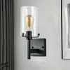 Wall Lamps Industrial Lamp Sconces Black Metal Clear Glass Shade E27 Bulb Interior Light Fixtures For Bathroom Vanity Hallway