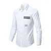 Camisas de vestido masculinas 2023 Padrão listrado Casual Branco masculino Brand Roupe