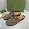 Projektant Slipper Men Canvas Calfskin MUL Zamknięte palce beżowe beżowe sandały Ebony Letni but z pudełkiem