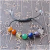 Perlen 12 Stück/Set 8 mm 7 Chakra Colorf Naturstein Perlen Kristall Armband für Frauen geflochtene Seil Armbänder Reiki spirituelle Yoga Jewelr Dhudo