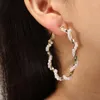 Hoopoorringen grote ronde kristallen oorbel voor vrouwen 925 zilveren oorpen gesimuleerde parelgouden vergulde hoogwaardige mode -sieraden