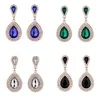 Brincos de Moda de Moda Moda Jóia Mulheres Bride Drop Black Green Royal Blue Clear Crystal Bridal for Wedding Party