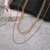 Hangende kettingen Europese vintage multi -gelaagde gouden kleurenketting ketting voor vrouwen mode dubbele laag dikke choker juwelen