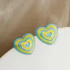 Stud Earrings Fashion Heart Star Double Color For Women Girls Summer Beach Cute Geometric Shaped Ear Jewelry Party Gifts